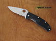 Spyderco Tenacious Lightweight Pocket Knife, Black FRN Handle, Satin Edge, Combo Edge - C122PSBK