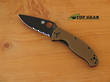 Sypderco Tenacious Folding Knife, Brown Handle, Semi-Serrated - C122GPSBBN