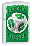 Zippo Lucky Clover Dice Windproof Lighter, White Matte - 28298