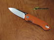 Bestech Torpedo Linerlock Knife, D2 Tool Steel, Black Satin, Orange G-10 Handle - BG17D-2