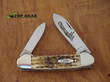 Case Canoe Pocket Knife, Amber Bone, Peach Seed Jig - 00263