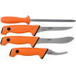EKA 4-Piece Butchers Knife Set with Orange Handle and Nylon Storage Case - 730403