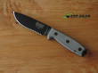 Esee 4S Fixed Blade Knife, 1095 High Carbon Steel, Semi-Serrated Edge, Gray Linen Micarta Handle - ESEE-4S