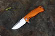 Lion Steel SR-11A OS Integral Flipper 3.7 Inch Sleipner Drop Point Blade, Orange Aluminum Handle - SR11A OS
