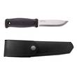 Mora Garberg Bushcraft Knife with Leather Sheath, Black Handle, Satin Finish - 12635