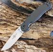 Ontario Knife Rat M1 Folding Knife, Carbon Fiber Handle, Fine Edge - Satin Finish 8886CF