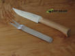 Opinel Cheese Knife and Fork Set, Stainless Steel, Beechwood Handle - OP018343