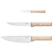 Opinel Trio Parallele 3-Piece Chef's Knife Set, Stainless Steel, Bechwood Handle - OP018381