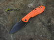 Real Steel Pelican Frame Lock Pocket Knife, D2 Tool Steel, Black Powder Coating, Orange Handle - 7922