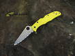 Spyderco Pacific H1 Pocket Knife, Serrated Edge, Yellow FRN Handle - C91SYL