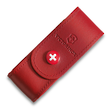 Victorinox Red Leather Pouch with Push-Button, Red, Size Large - 4.0520.1