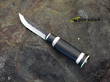 Wood Jewel Nahkapukko Black Fixed Blade Knife, Carbon Steel, Black Stacked Leather Handle - 23NP